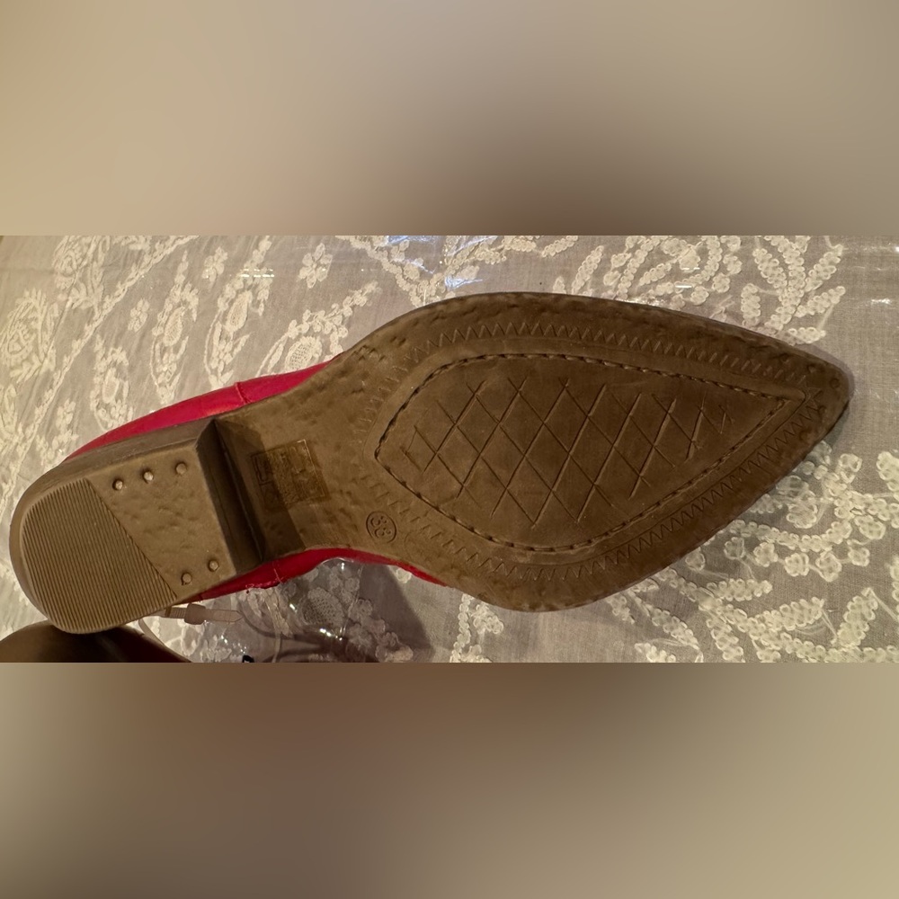 NWT GABRIELLA MADE IN ITALY RED LEATHER CROC EMBOSSED BOOTIES. SIZE: 38 - Picture 12 of 15